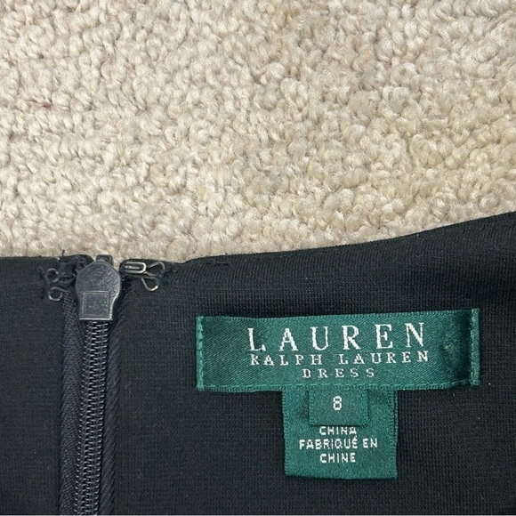 LAUREN Ralph Lauren camel tan brown black sleeveless buckle dress Sz 8 - Picture 8 of 15